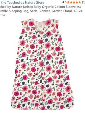 Touched by Nature Organic Cotton Sleeveless Wearable Sleeping Bag, Garden Floral